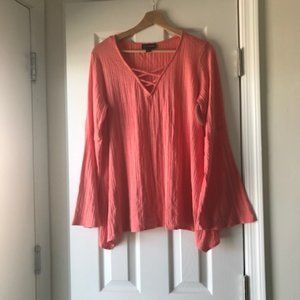 I.N. Studio peach knit bell sleeve blouse straps